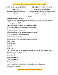 Đề thi giữa kì 2 KHTN 8 Kết nối tri thức (nối tiếp) - Đề 1
