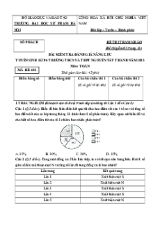 Đề thi vào lớp 6 Toán trường Nguyễn Tất Thành Hà Nội các năm
