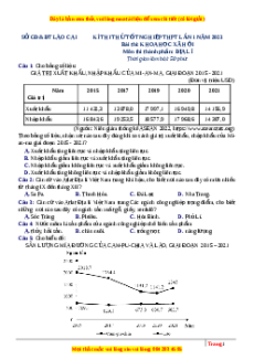 Đề thi thử Địa lí Sở Lào Cai năm 2023