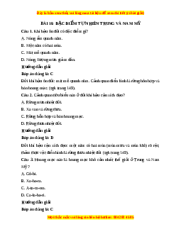 Trắc nghiệm Địa lý 7 Bài 16 Kết nối tri thức: Đặc điểm tự nhiên Trung và Nam Mỹ