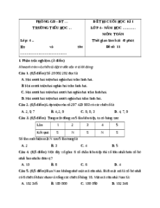 Đề thi cuối kì 1 Toán lớp 4 Chân trời sáng tạo - Đề 11
