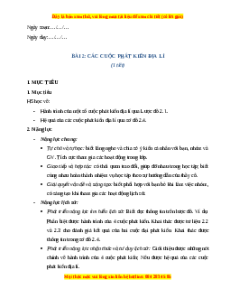Giáo án Bài 2 Lịch sử 7 Chân trời sáng tạo: Các cuộc phát kiến địa lí (phiên bản 2)