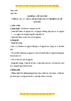Giáo án Số nguyên âm và tập hợp các số nguyên Toán 6 Chân trời sáng tạo