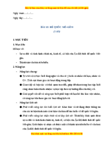 Giáo án Bài 10 Lịch sử 7 Chân trời sáng tạo: Đế quốc Mô - gôn (phiên bản 2)