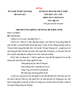 Đề chính thức Ngữ văn vào 10 TP Hồ Chí Minh năm 2024 - 2025