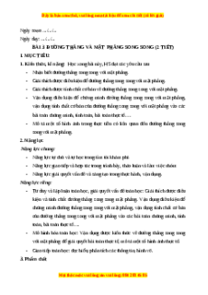 Giáo án Đường thẳng và mặt phẳng song song Toán 11 Cánh diều