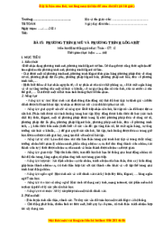 Giáo án Phương trình mũ và phương trình lôgarit Toán 12 Giải tích