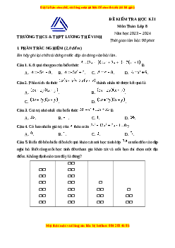 Đề thi cuối kì 1 Toán 8 Kết nối tri thức Trường THCS Lương Thế Vinh-Hà Nội