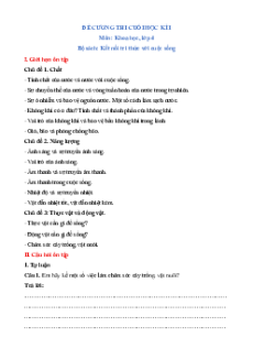 Đề cương ôn tập Cuối kì 1 Khoa học lớp 4 Kết nối tri thức