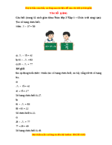 Giải Sgk Toán lớp 3 Bài 4: Tìm số hạng (Chân trời sáng tạo)