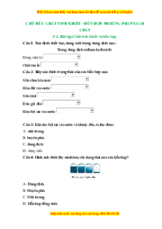 Trắc nghiệm Chất tinh khiết – Hỗn hợp KHTN 6 Chân trời sáng tạo