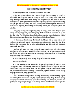 Phiếu bài tập Tuần 3 Con rồng cháu tiên Ngữ văn 6