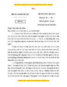 Đề thi giữa kì 1 Ngữ văn 8 Chân trời sáng tạo (đề 6)