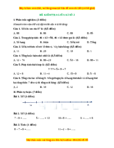 Đề thi giữa kì 1 Toán lớp 2 Cánh diều - Đề 3