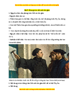 Lý thuyết Lịch sử 7 Chân trời sáng tạo Bài 5: Phong trào cải cách tôn giáo
