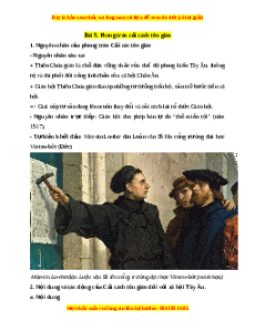 Lý thuyết Lịch sử 7 Chân trời sáng tạo Bài 5: Phong trào cải cách tôn giáo