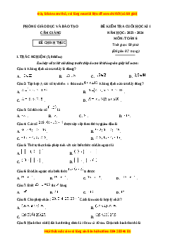 Đề thi cuối kì 1 Toán 6 Cánh diều Phòng GD&ĐT Cẩm Giàng - Hải Dương