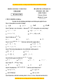 Đề thi cuối kì 1 Toán 6 Cánh diều Phòng GD&ĐT Cẩm Giàng - Hải Dương