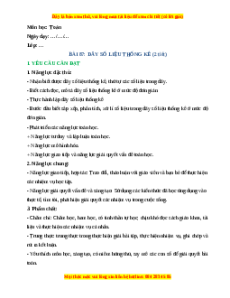 Giáo án Dãy số liệu thống kê Toán lớp 4 Cánh diều