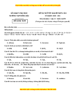 Đề thi thử Hóa Học trường Đồng Đậu năm 2021