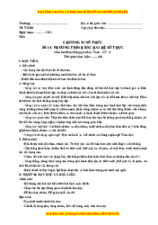 Giáo án Phương trình bậc hai với hệ số thực Toán 12 Giải tích
