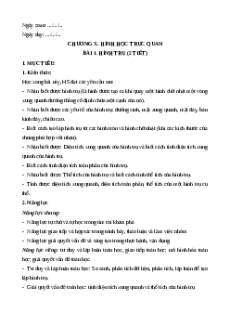 Giáo án Hình trụ Toán 9 Cánh diều