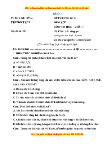 Đề thi cuối kì 2 Tin học 7 Chân trời sáng tạo (Đề 1)