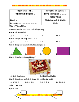 Đề thi cuối kì 1 Toán lớp 1 Kết nối tri thức (Đề 4)