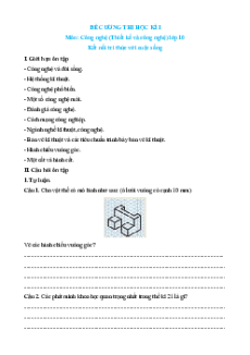 Đề cương ôn tập Cuối kì 1 Công nghệ Thiết kế 10 Kết nối tri thức