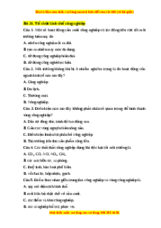 Trắc nghiệm Bài 31 Địa lí 10 Chân trời sáng tạo: Tổ chức lãnh thổ công nghiệp, tác động của công nghiệp tới môi trường và định hướng phát triển công nghiệp