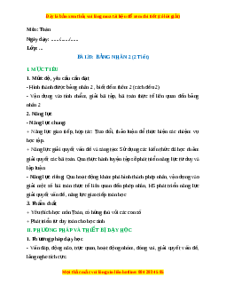 Giáo án Bảng nhân 2 Toán lớp 2 Kết nối tri thức