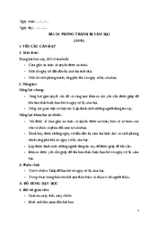 Giáo án Bài 26: Phòng tránh bị xâm hại Khoa học lớp 5 Chân trời sáng tạo
