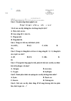 Đề thi Cuối kì 1 Hóa học 11 Kết nối tri thức cấu trúc mới 2025 (Đề 1)