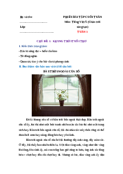 Bài tập cuối tuần Tiếng Việt lớp 5 Chân trời sáng tạo Tuần 1