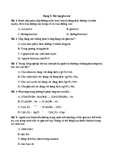 Trắc nghiệm Bài tập glucozơ Hóa học 9