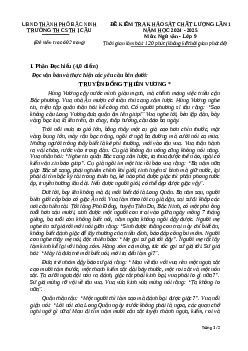 Đề thi thử vào 10 Ngữ Văn năm 2025 THCS Thị Cầu (Bắc Ninh) Lần 1