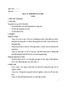 Giáo án Bài 4: Sự biến đổi của chất Khoa học lớp 5 Chân trời sáng tạo
