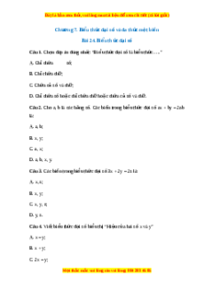 Trắc nghiệm Biểu thức đại số Toán 7 Kết nối tri thức