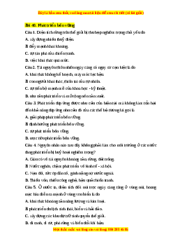 Trắc nghiệm Bài 40 Địa lí 10 Chân trời sáng tạo: Phát triển bền vững, tăng trưởng xanh