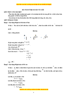 Chuyên đề Bài toán tính ngược từ cuối Toán lớp 3 nâng cao Kết nối tri thức