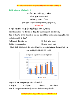 Đề thi giữa kì 2 Toán 6 Cánh diều (Đề 3)