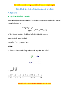 Lý thuyết Bài 3: Lũy thừa với số mũ tự nhiên của một số hữu tỉ