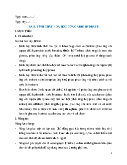 Giáo án Bài 4 Hóa học 12 Cánh Diều: Tính chất hoá học của carbohydrate