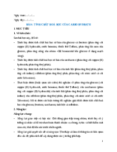 Giáo án Bài 4 Hóa học 12 Cánh Diều: Tính chất hoá học của carbohydrate