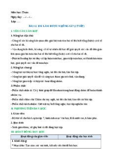 Giáo án Bài 12: Em làm được những gì? Toán lớp 5 Chân trời sáng tạo