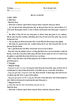 Giáo án Alkane Hóa học 11 Kết nối tri thức