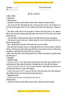 Giáo án Alkane Hóa học 11 Kết nối tri thức
