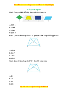 Trắc nghiệm Hình thang cân Toán 6 Cánh diều