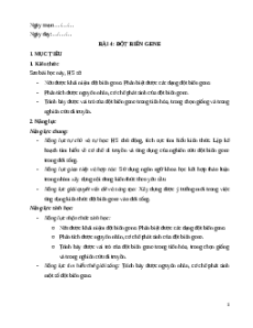 Giáo án Bài 4 Sinh học 12 Cánh diều: Đột biến gene