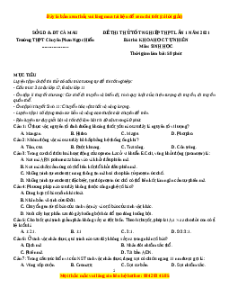 Đề thi thử Sinh Học trường Chuyên Phan Ngọc Hiển lần 1 năm 2021